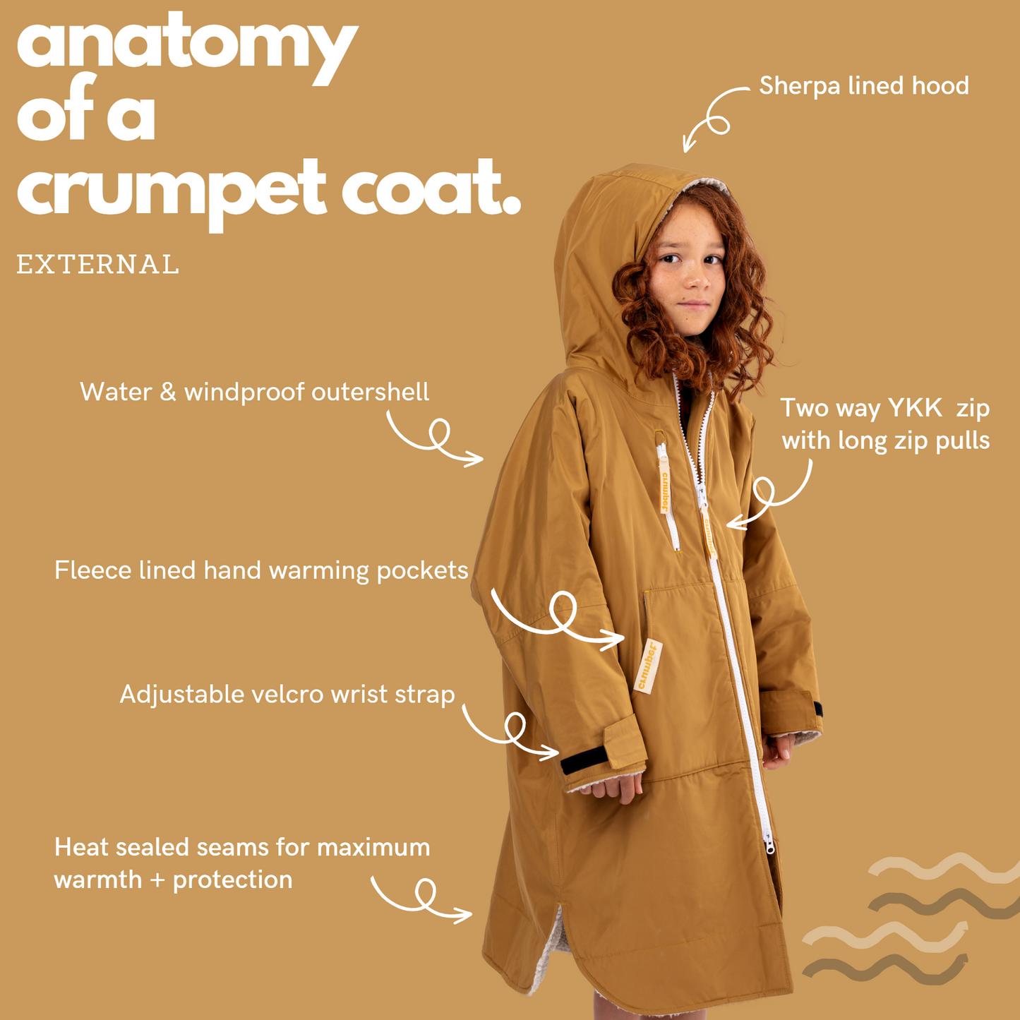 LATTE | KIDS CRUMPET COAT | WEATHERPROOF CHANGING ROBE