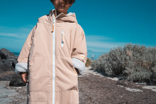KIDS CRUMPET COAT | WEATHERPROOF CHANGING ROBE - LATTE