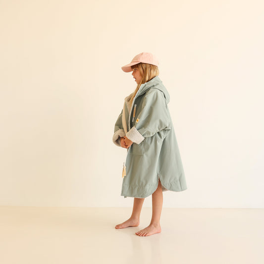 KIDS CRUMPET COAT | WEATHERPROOF CHANGING ROBE - MATCHA