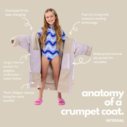 KIDS CRUMPET COAT | WEATHERPROOF CHANGING ROBE - LILAC