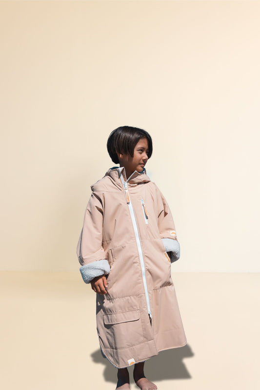 KIDS CRUMPET COAT | WEATHERPROOF CHANGING ROBE - LATTE