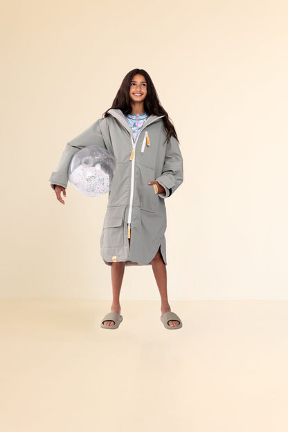 KIDS CRUMPET COAT | WEATHERPROOF CHANGING ROBE -  MATCHA
