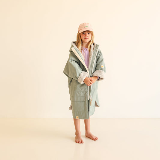 KIDS CRUMPET COAT | WEATHERPROOF CHANGING ROBE -  MATCHA