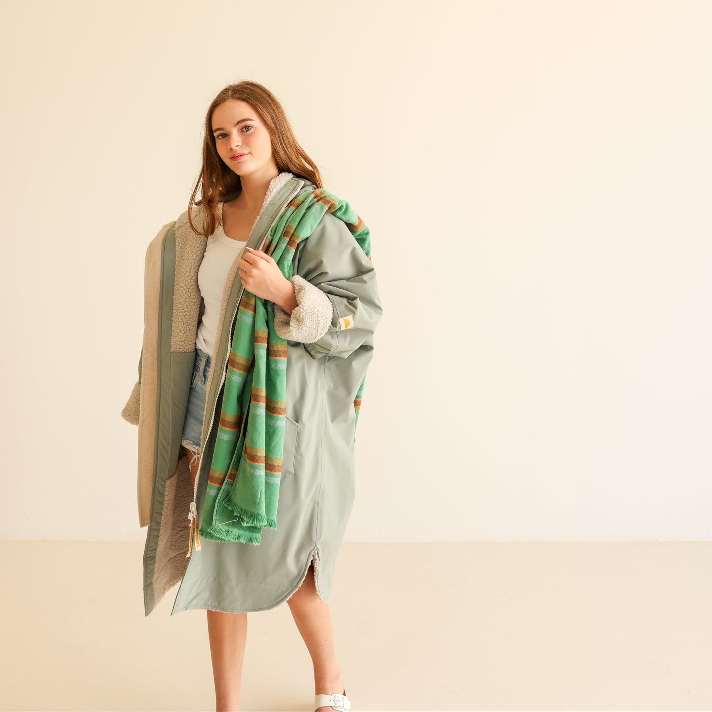 ADULT CRUMPET COAT | WEATHERPROOF CHANGING ROBE - MATCHA