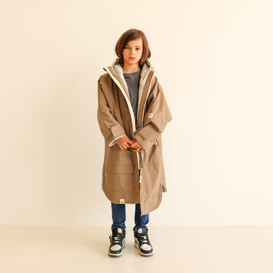 KIDS CRUMPET COAT | WEATHERPROOF CHANGING ROBE - MOCHA