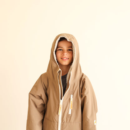 KIDS CRUMPET COAT | WEATHERPROOF CHANGING ROBE - MOCHA